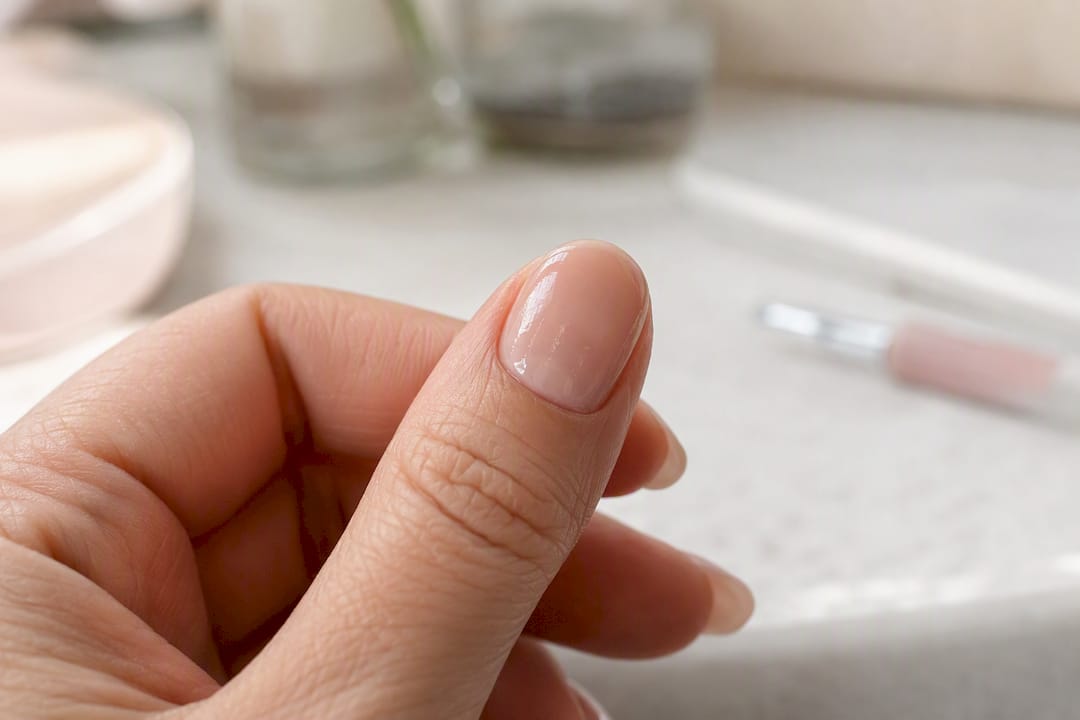 Dunne, plakkerige laag op het oppervlak van gelnagels