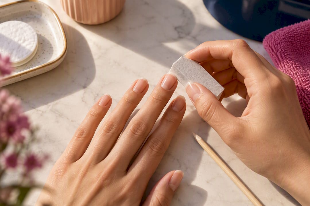 Nagel wordt klaargemaakt voor rubber base