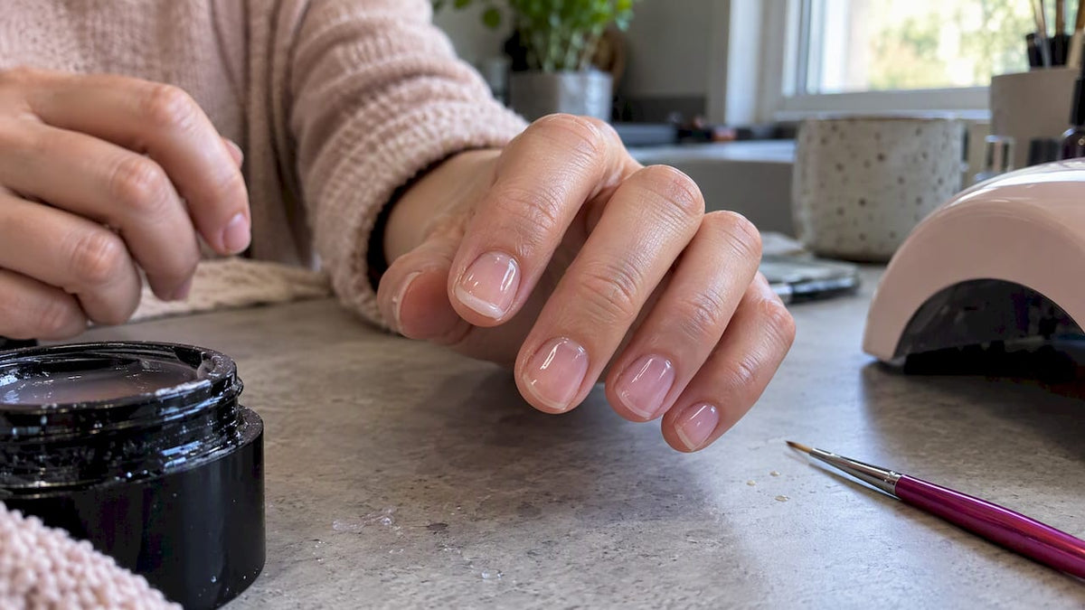 Ongelijke laag builder-gel op een nagel