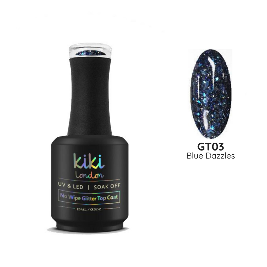 Blue Dazzles No Wipe Glitter Top Coat 15ml